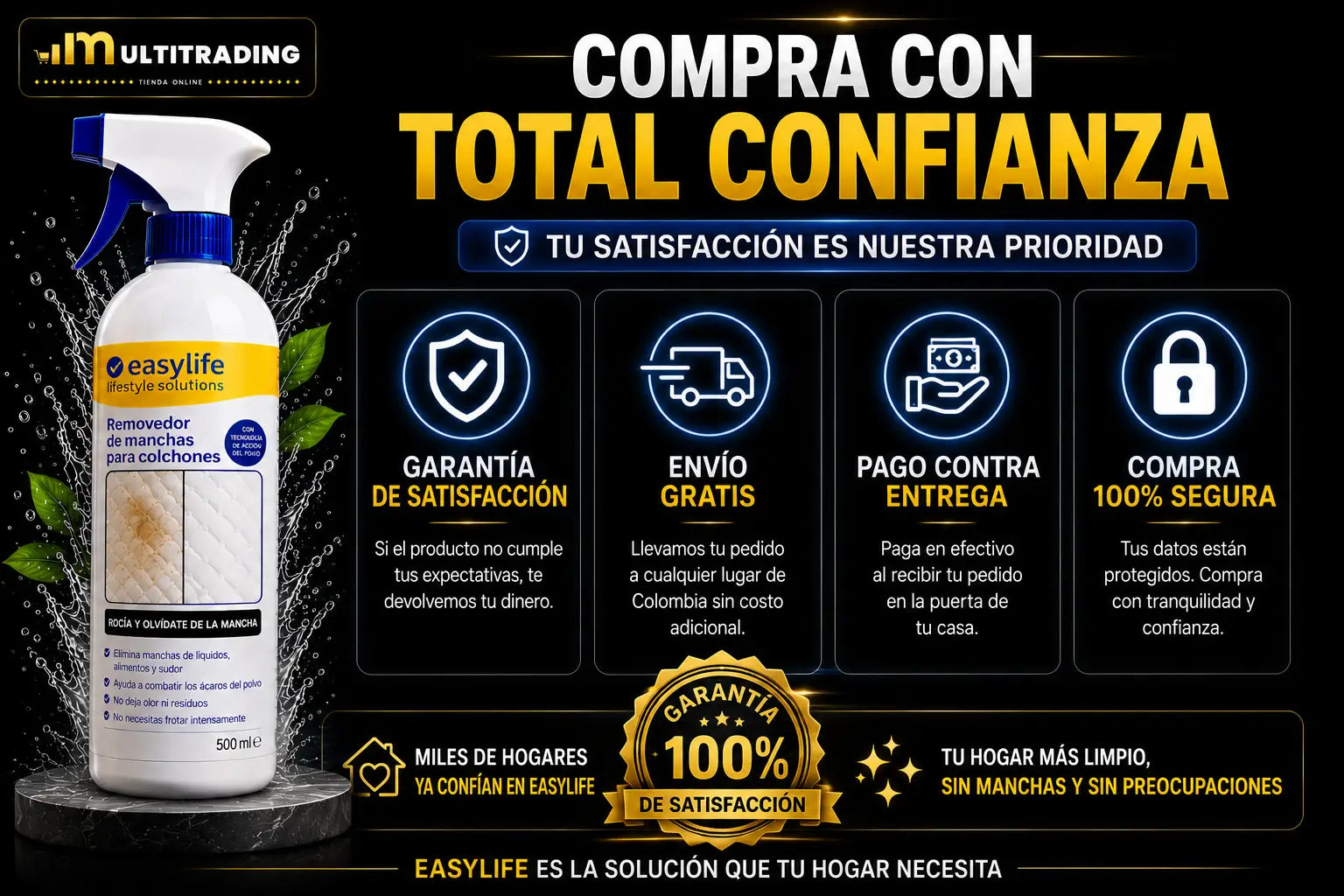Poderoso Removedor de Manchas para Colchones