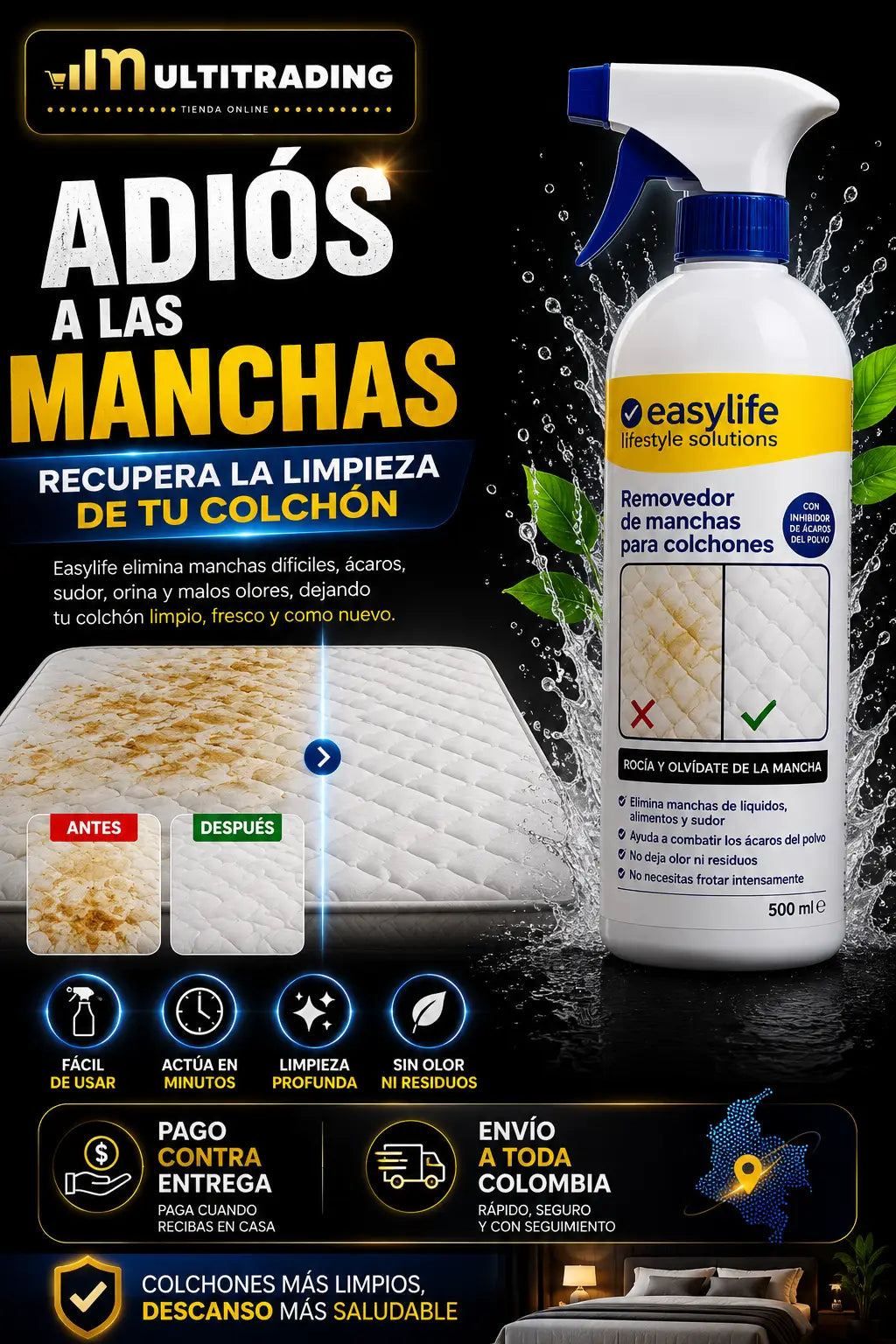 Poderoso Removedor de Manchas para Colchones