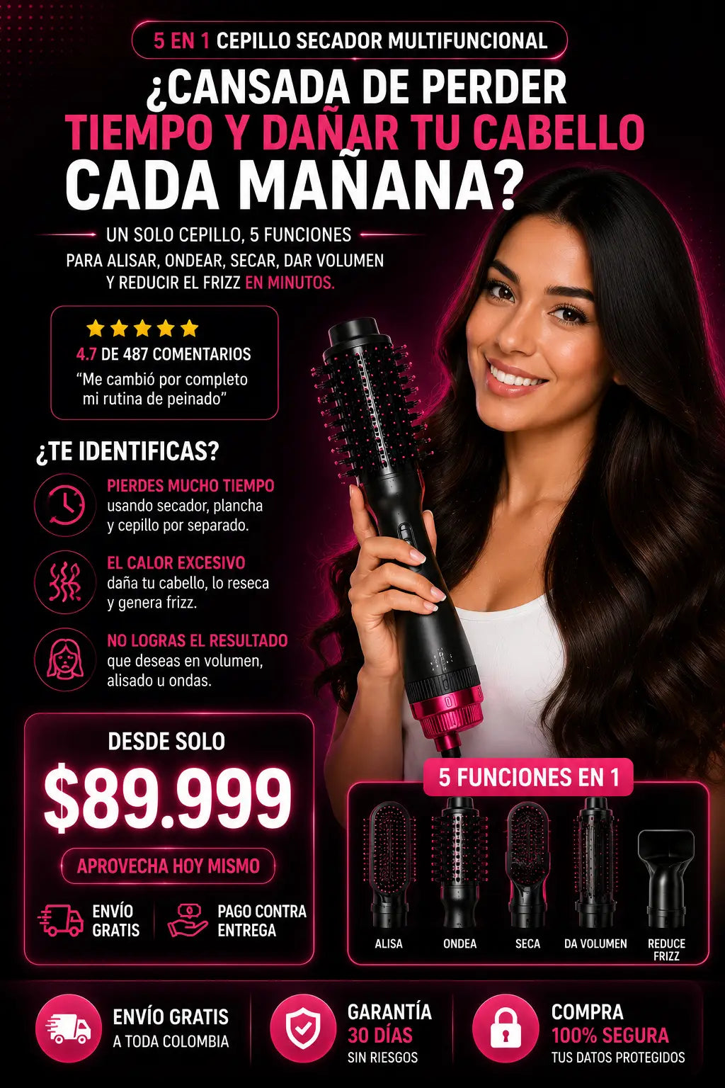 Cepillo Secador Multifuncional 5 en 1