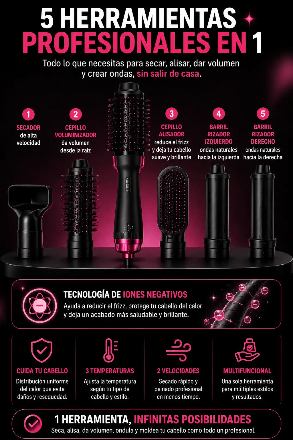 Cepillo Secador Multifuncional 5 en 1